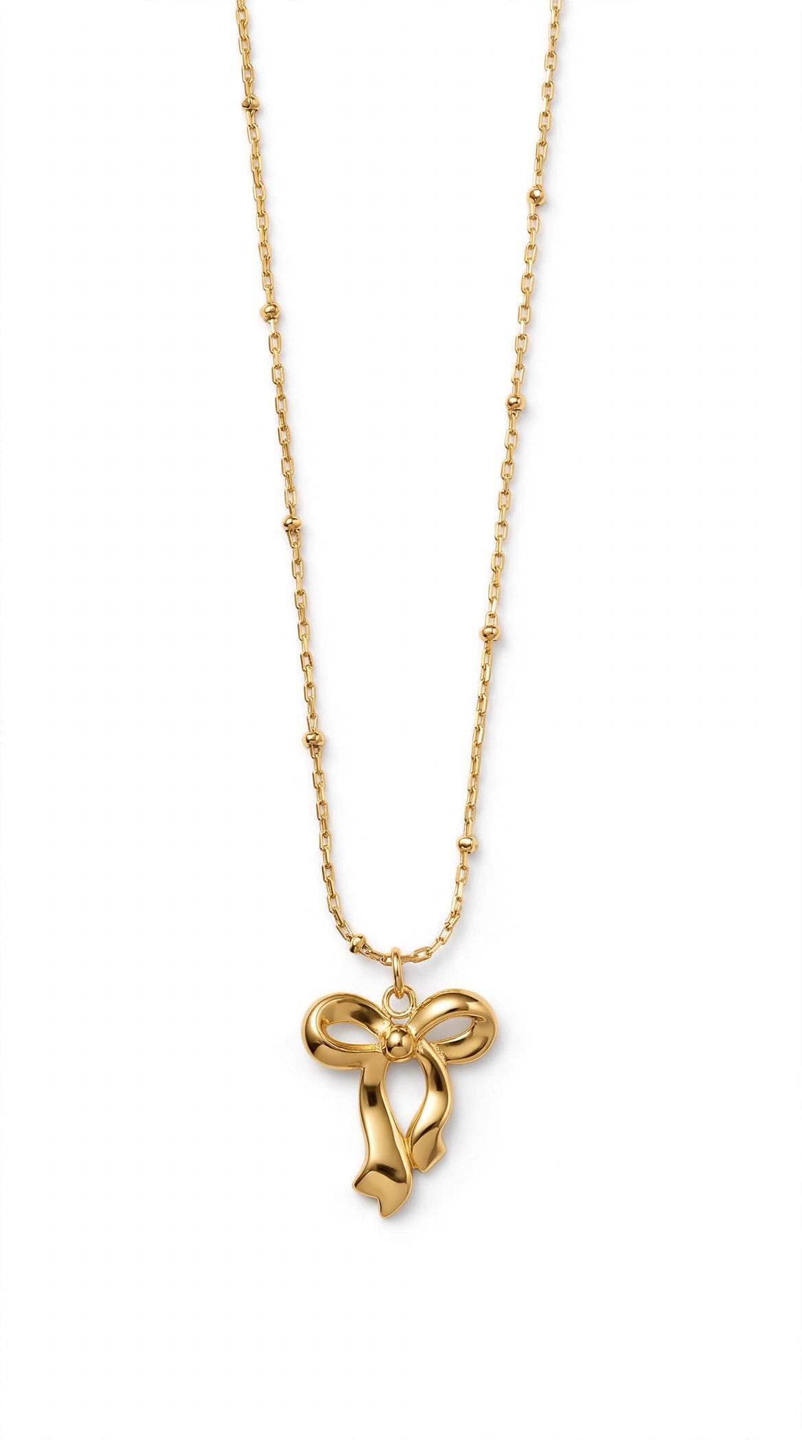 M&M Gold Ribbon Bow Necklace | Anti-Tarnish | Waterproof