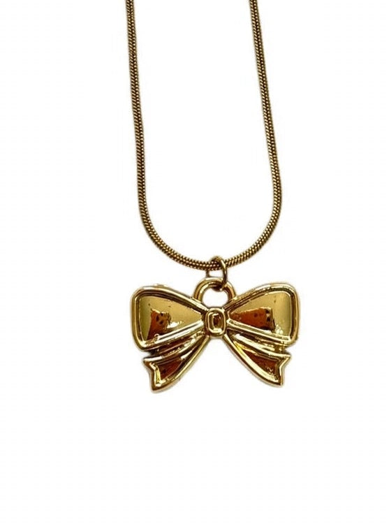 Coquette Mini Bow Necklace - Gold | Waterproof