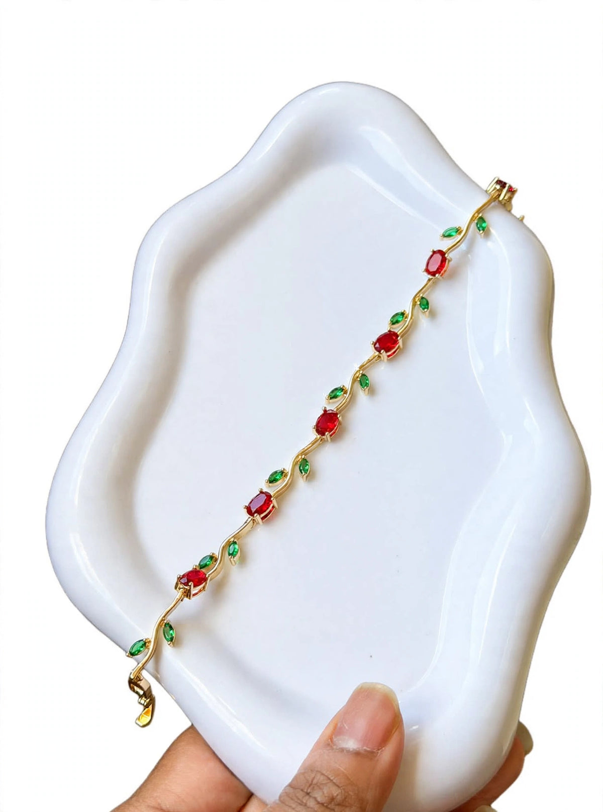Multicolor Vine Bracelet - Gold Plated Crystal Bracelet for Women