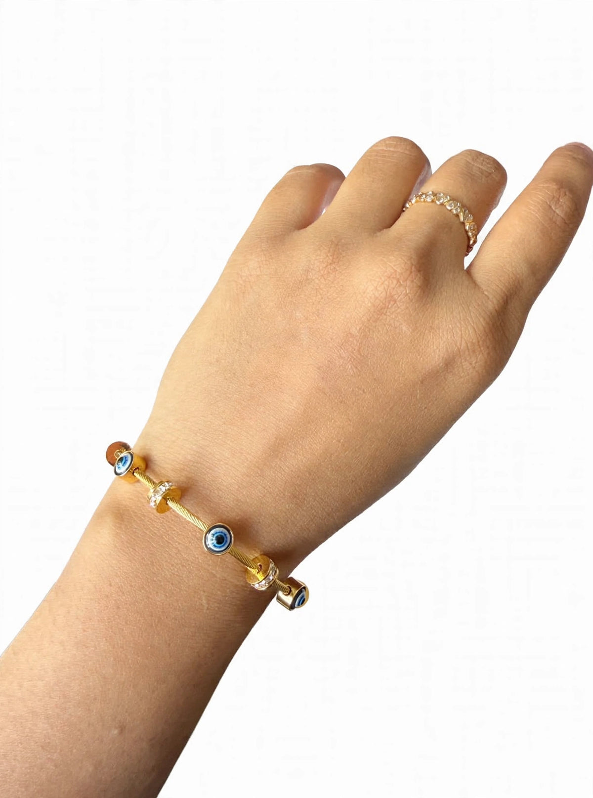 Blue Evil Eye Protection Bracelet - Gold Plated