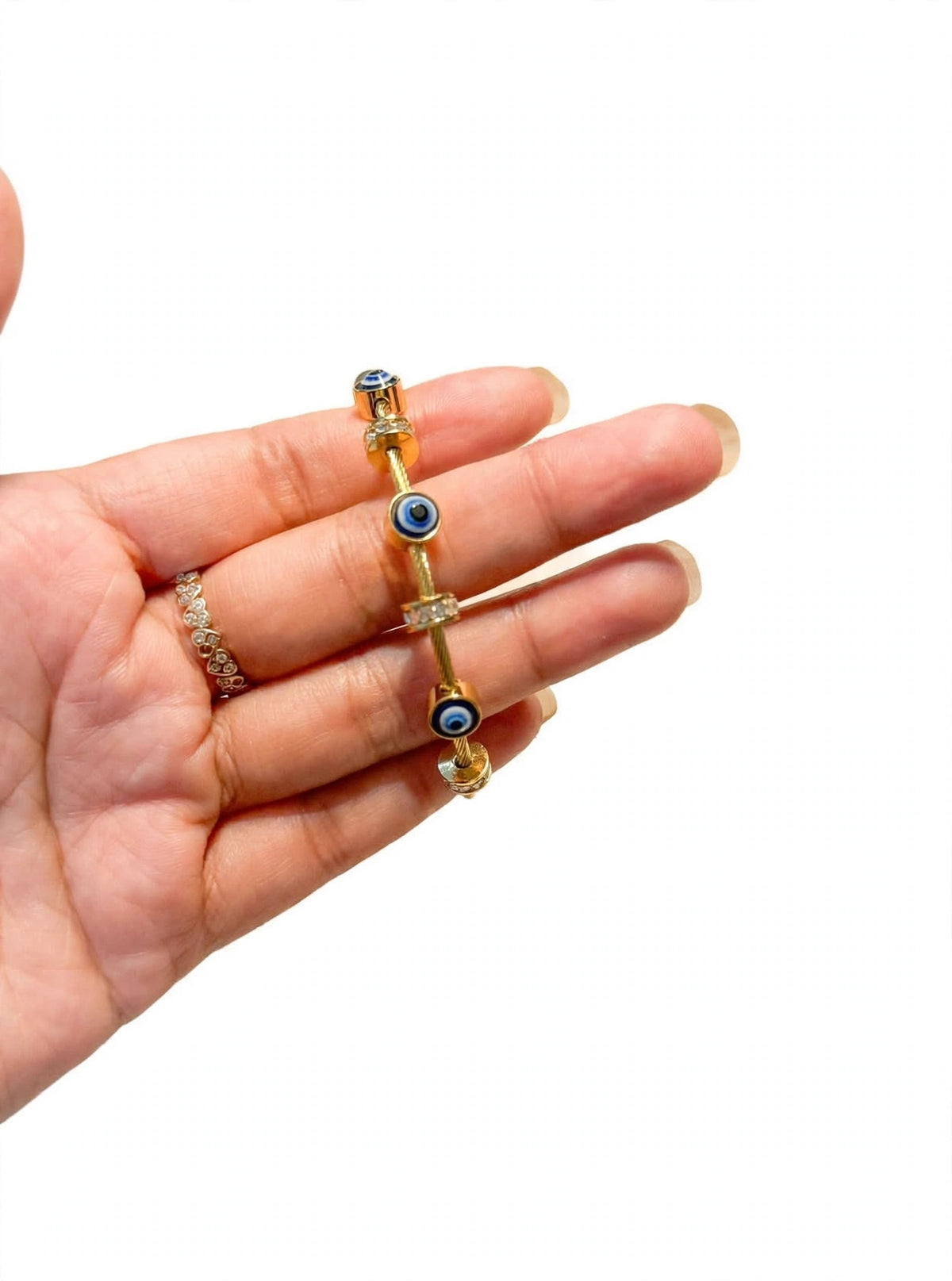 Blue Evil Eye Protection Bracelet - Gold Plated