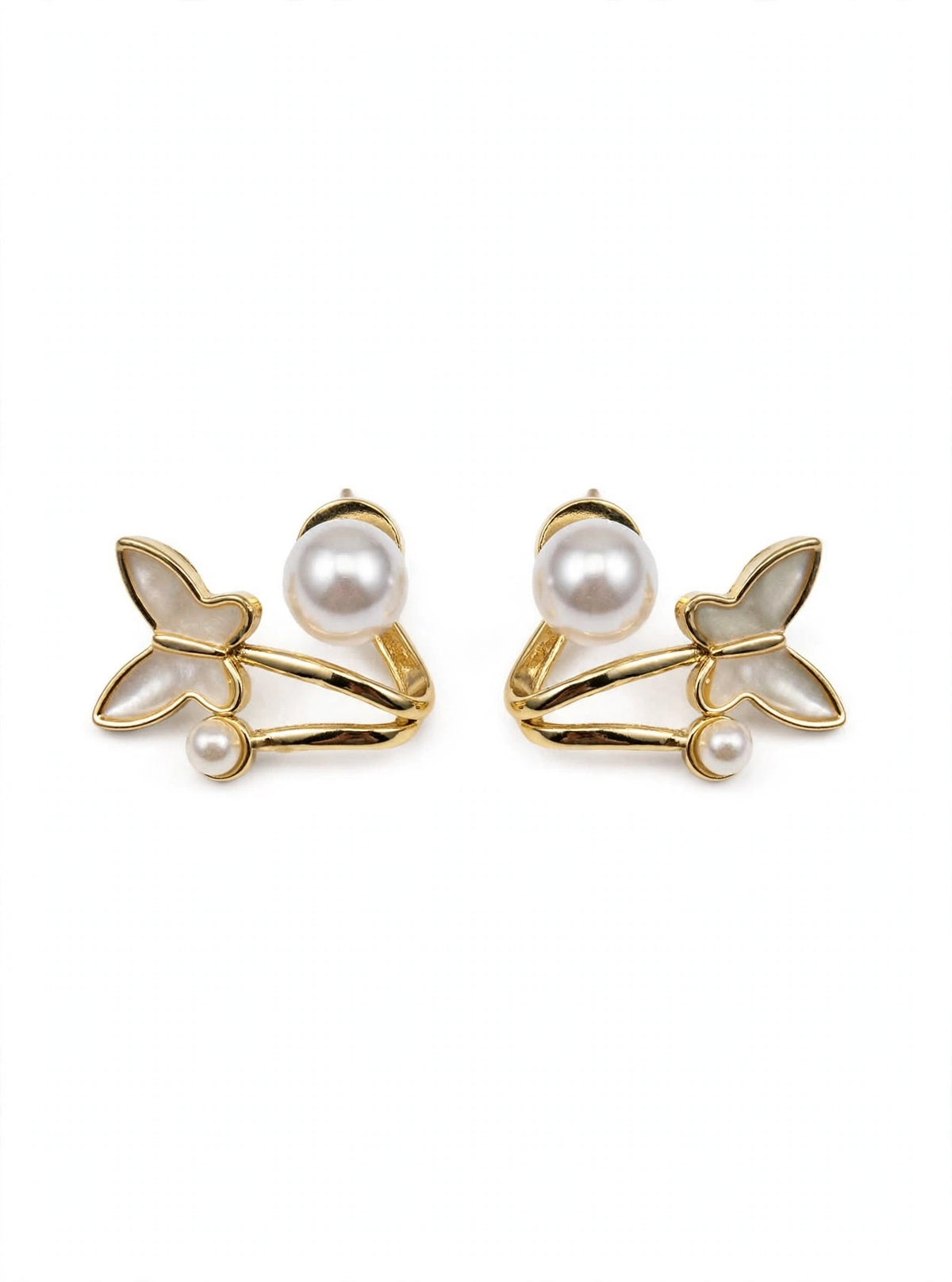 Petal Pearl Studs - Gold Leaf with Pearl | M&M by Sana Ashraf