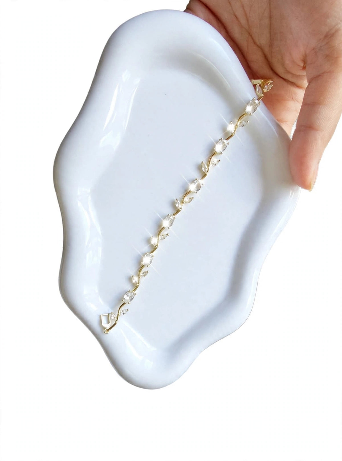 White Tulip Bracelet - Gold Plated Flower Bracelet for Women
