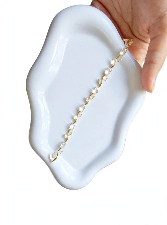 White Tulip Bracelet - Gold Plated Flower Bracelet for Women