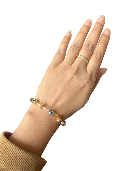 Blue Evil Eye Protection Bracelet - Gold Plated
