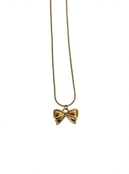 Coquette Mini Bow Necklace - Gold | Waterproof