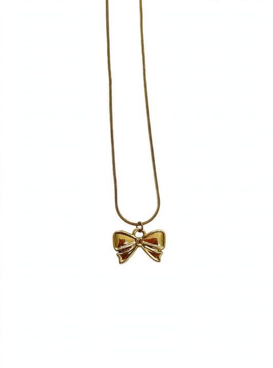 Coquette Mini Bow Necklace - Gold | Waterproof