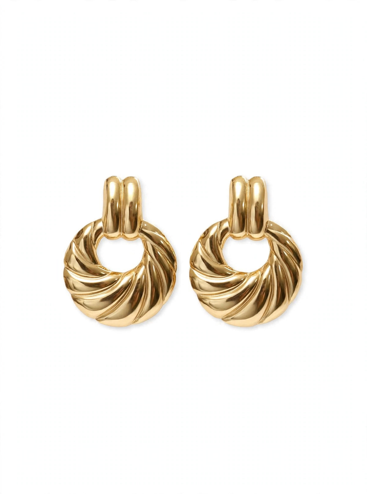 Luna - Gold Twisted Croissant Stud Earrings | Chunky