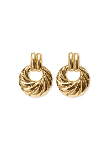Luna - Gold Twisted Croissant Stud Earrings | Chunky