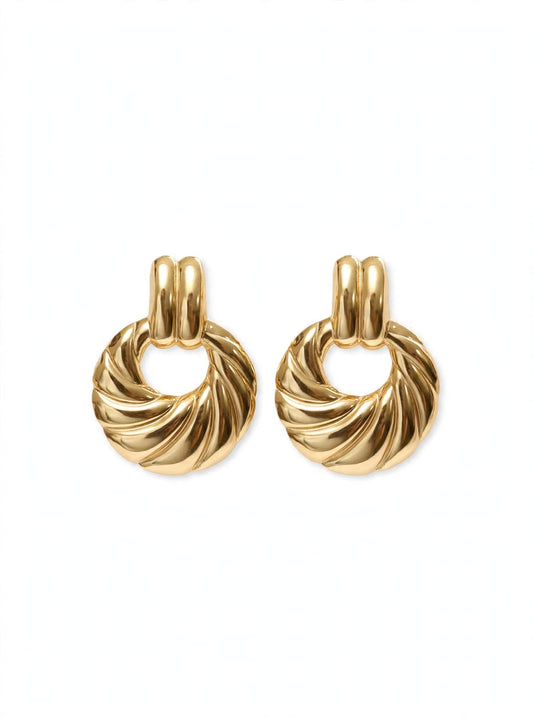 Luna - Gold Twisted Croissant Stud Earrings | Chunky