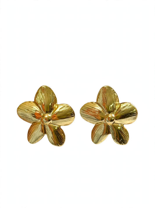 Sana - Gold Flower Bloom Stud Earrings | Waterproof