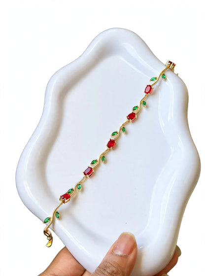 Multicolor Vine Bracelet - Gold Plated Crystal Bracelet for Women