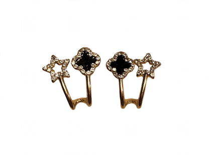 Noir Star Clover Studs - Black & Gold | M&M by Sana Ashraf
