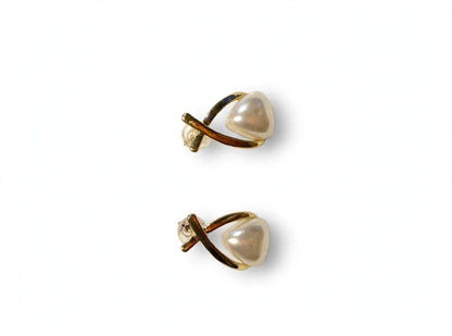 Aurora Cross Pearl Studs - Gold | M&M by Sana Ashraf