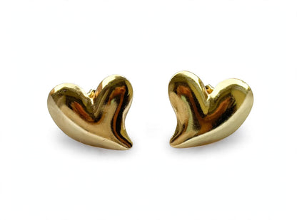 Gold Heart Stud Earrings - Minimal Chic