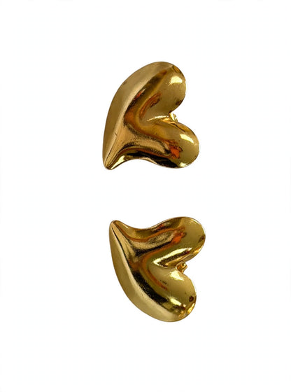 Gold Heart Stud Earrings - Minimal Chic
