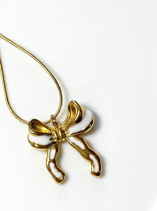 Gold Bow Necklace - Coquette Chic